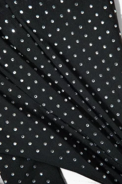 MICAS Swimwear-Tummy Control Rhinestone Embellished Tie Back One-Piece Swimsuit BLACK