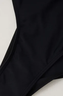 MICAS Swimwear-Tummy Control Solid Halter Tie Cut Out One-piece Swimsuit BLACK