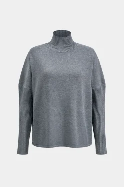 MICAS Skirt Sets-Turtleneck Long Sleeve Top And Skirt Set GRAY