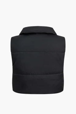 MICAS Outerwear|Outerwear-Turtleneck Zip-Up Puffer Vest BLACK