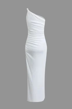 MICAS Maxi Dresses-Twist Asymmetrical Slit Maxi Dress WHITE