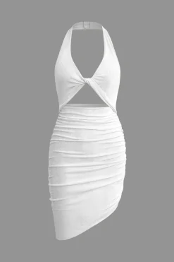MICAS Midi Dresses-Twist Halter Cut Out Backless V-neck Midi Dress
