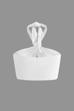 MICAS Tube Tops-Twist Halter Knot Crop Tube Top