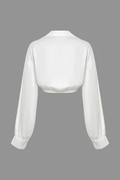 MICAS Long Sleeve Tops|Long Sleeves Tops-Twist Knot Long-Sleeve Shirt WHITE