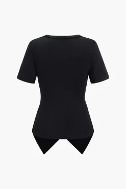 MICAS T-Shirts-Twist Knot Short Sleeve T-Shirt BLACK