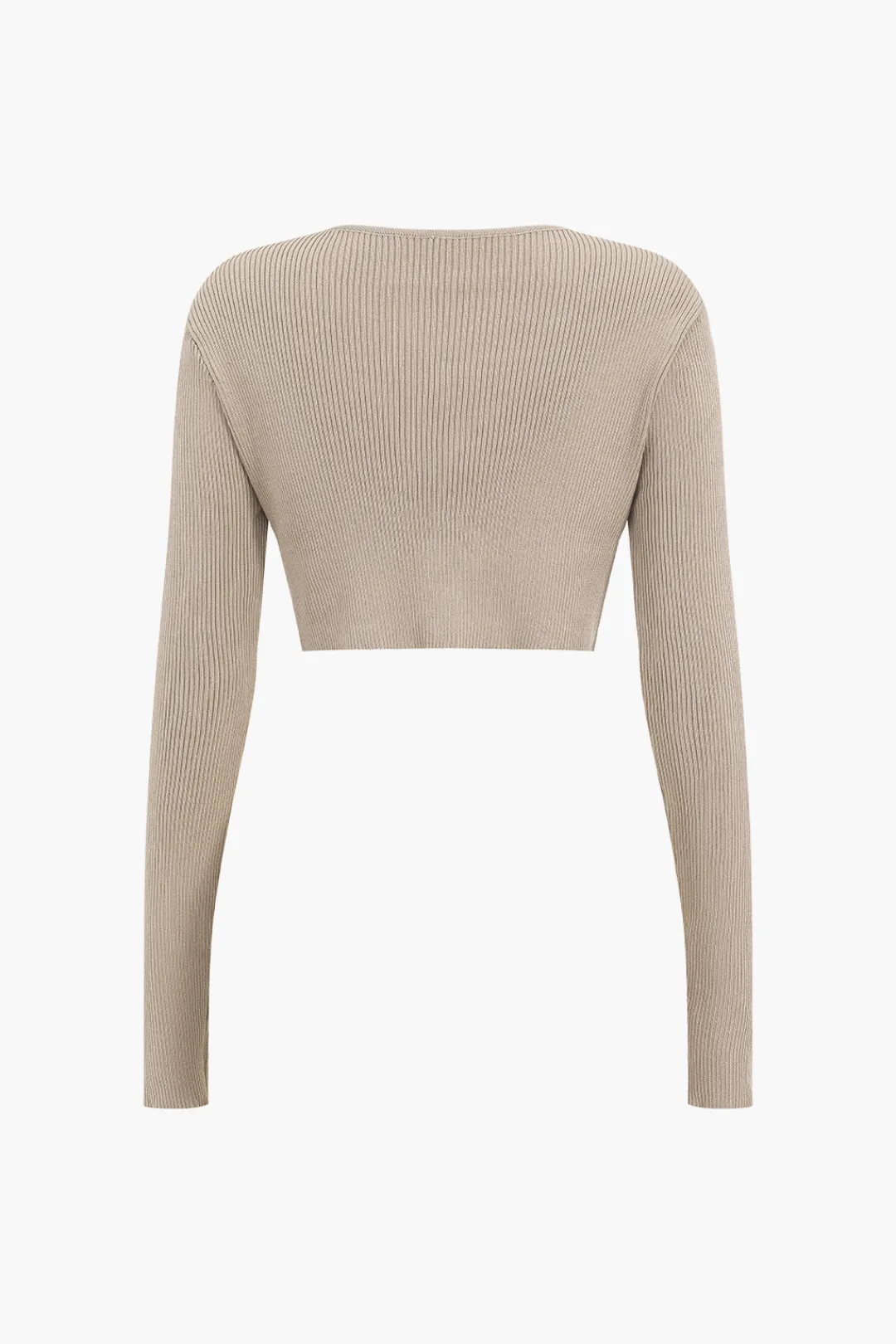 MICAS Skirt Sets-Twist Knot V-Neck Long-Sleeve Top And Side Slit Skirt Set KHAKI