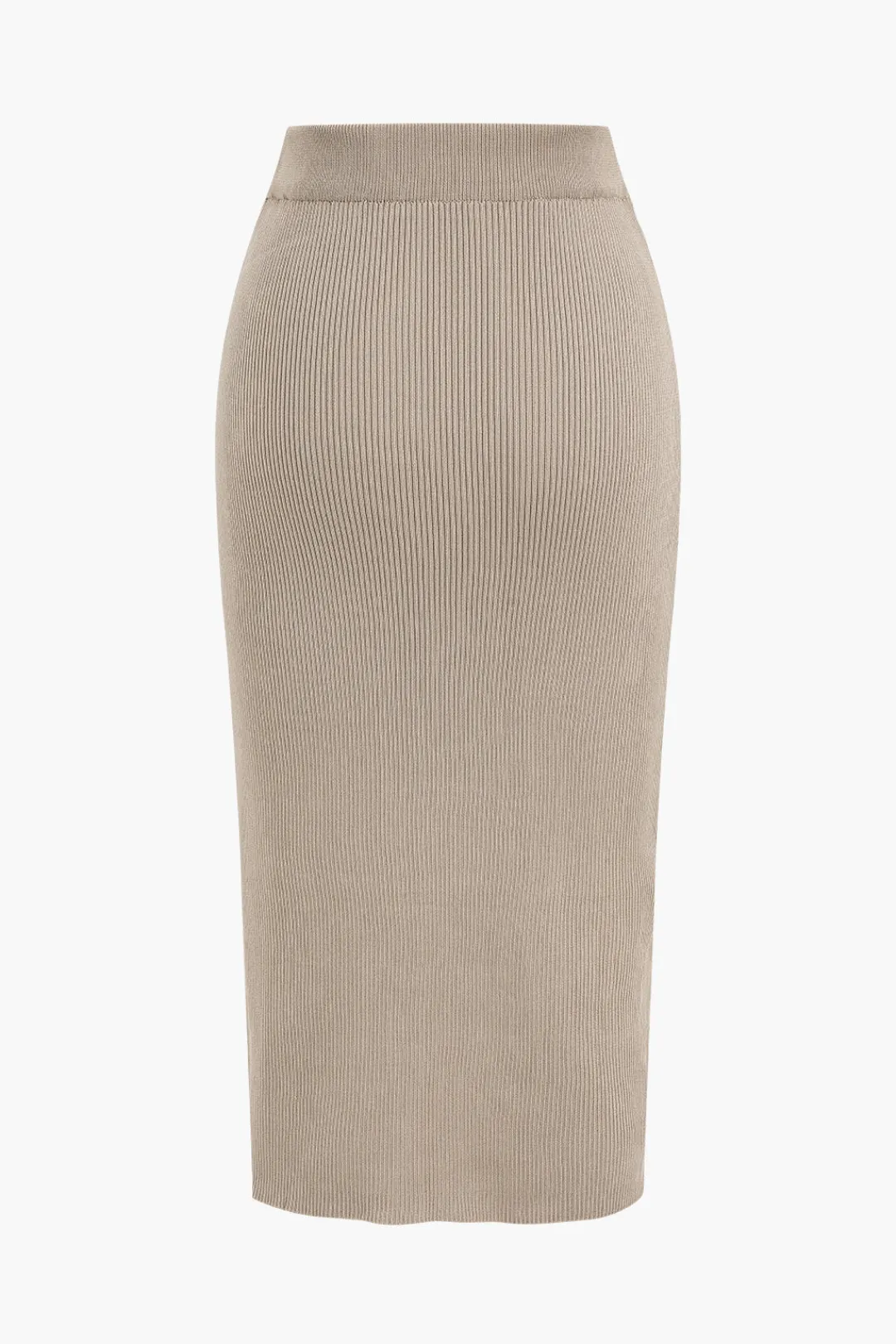 MICAS Skirt Sets-Twist Knot V-Neck Long-Sleeve Top And Side Slit Skirt Set KHAKI