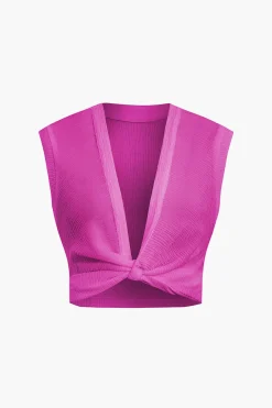 MICAS Tank Tops & Cami-Twist Knot V-Neck Tank Top