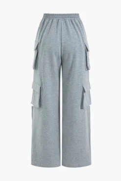 MICAS Pant Sets-Twisted Knot Top And Pocket Trousers Set LIGHT GRAY