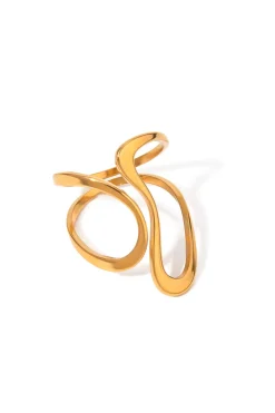 MICAS Accessories-Twisted Shaped Open Ring PURE GOLD