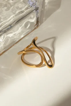 MICAS Accessories-Twisted Shaped Open Ring PURE GOLD