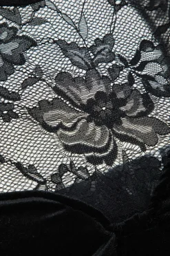 MICAS Long Sleeve Tops|Long Sleeves Tops-Velvet Patchwork Corset Backless Long-Sleeve Top BLACK