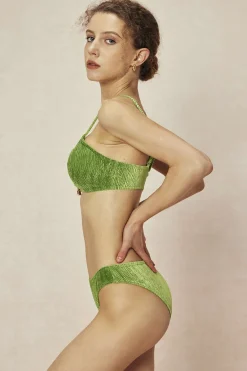 MICAS Swimwear|Vacation Sets-Velvet Textured U-ring Bikini And Sarong 3pc Set