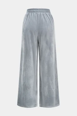 MICAS Pant Sets-Velvet Zipper Top And Wide Leg Pants Set GRAY MELANGE