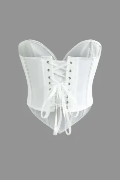 MICAS Tube Tops|Corset & Bustier Tops-V-Hem Tie Back Corset Corset Top