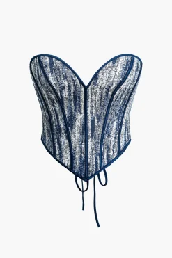 MICAS Tube Tops|Corset & Bustier Tops-V-Hem Tie Back Corset Corset Top