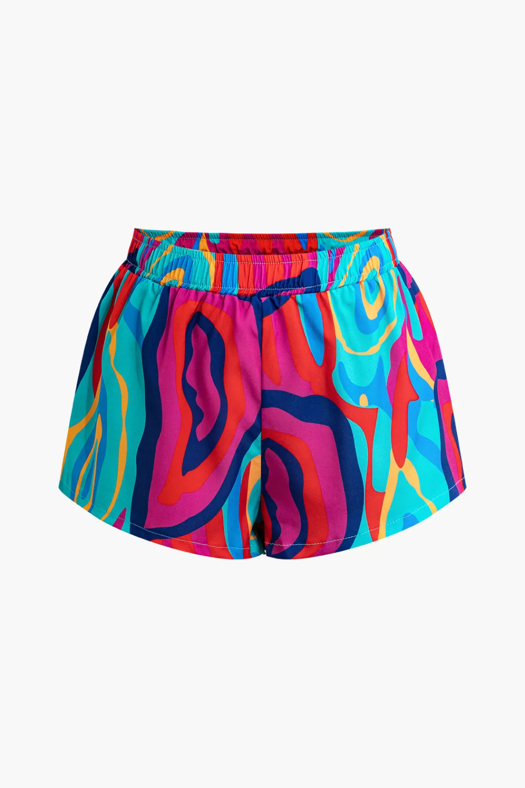 MICAS Short Sets|Vacation Sets-Vibrant Abstract Print Crop Shirt And Shorts Set MULTICOLOR