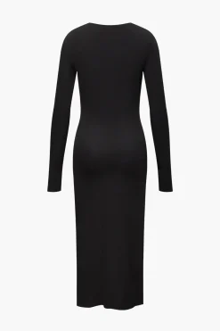 MICAS Long Sleeve Tops|Long Sleeves Tops-V-neck Asymmetric Long Sleeve Top BLACK