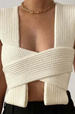 MICAS Knitwear|Knit Tops-V-neck Cross Knot Back Knit Top