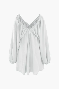 MICAS Mini Dresses-V-neck Puff Sleeve Mini Dress