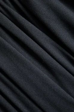 MICAS Long Sleeve Dresses|Mini Dresses-V-Neck Ruched Long Sleeve Mini Dress BLACK