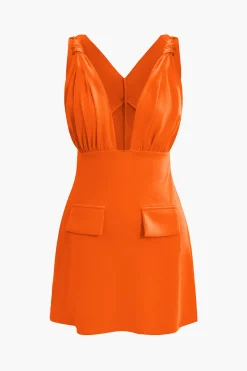 MICAS Mini Dresses-V-Neck Ruched Mini Dress