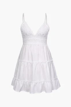 MICAS Mini Dresses-V-Neck Ruffle Hem Mini Dress