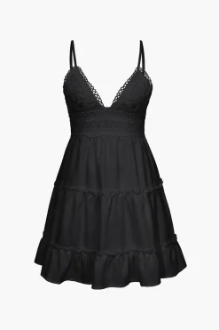 MICAS Mini Dresses-V-Neck Ruffle Hem Mini Dress