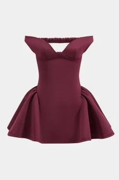 MICAS Mini Dresses-V-Neck Sleeveless Backless Mini Dress BURGUNDY