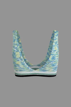 MICAS Knit Sets-V-Neck Sleeveless Knit Tank Top And Ruffle Mini Skirt Set BLUE