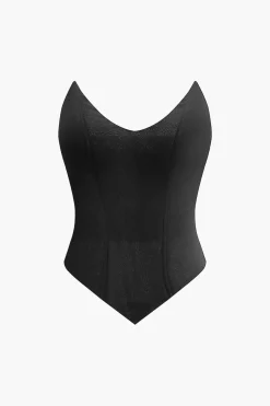 MICAS Tube Tops-V-neck Tube top BLACK