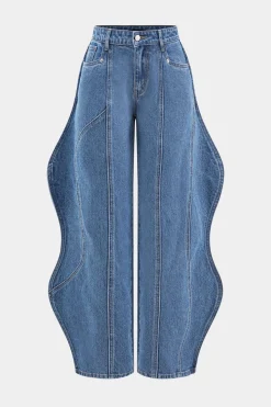 MICAS Jeans-Wave Leg High Waist Jeans DARK WASH BLUE