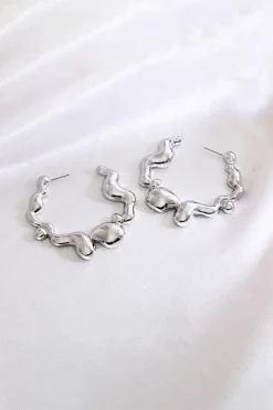 MICAS Earrings|Accessories-Wavy Open Hoop Earrings SILVER