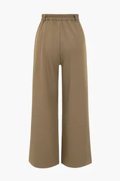 MICAS Pants-Wide Leg High Waist Loose Trousers KHAKI
