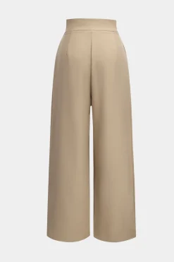 MICAS Pants-Wide Leg Pleated Trousers KHAKI