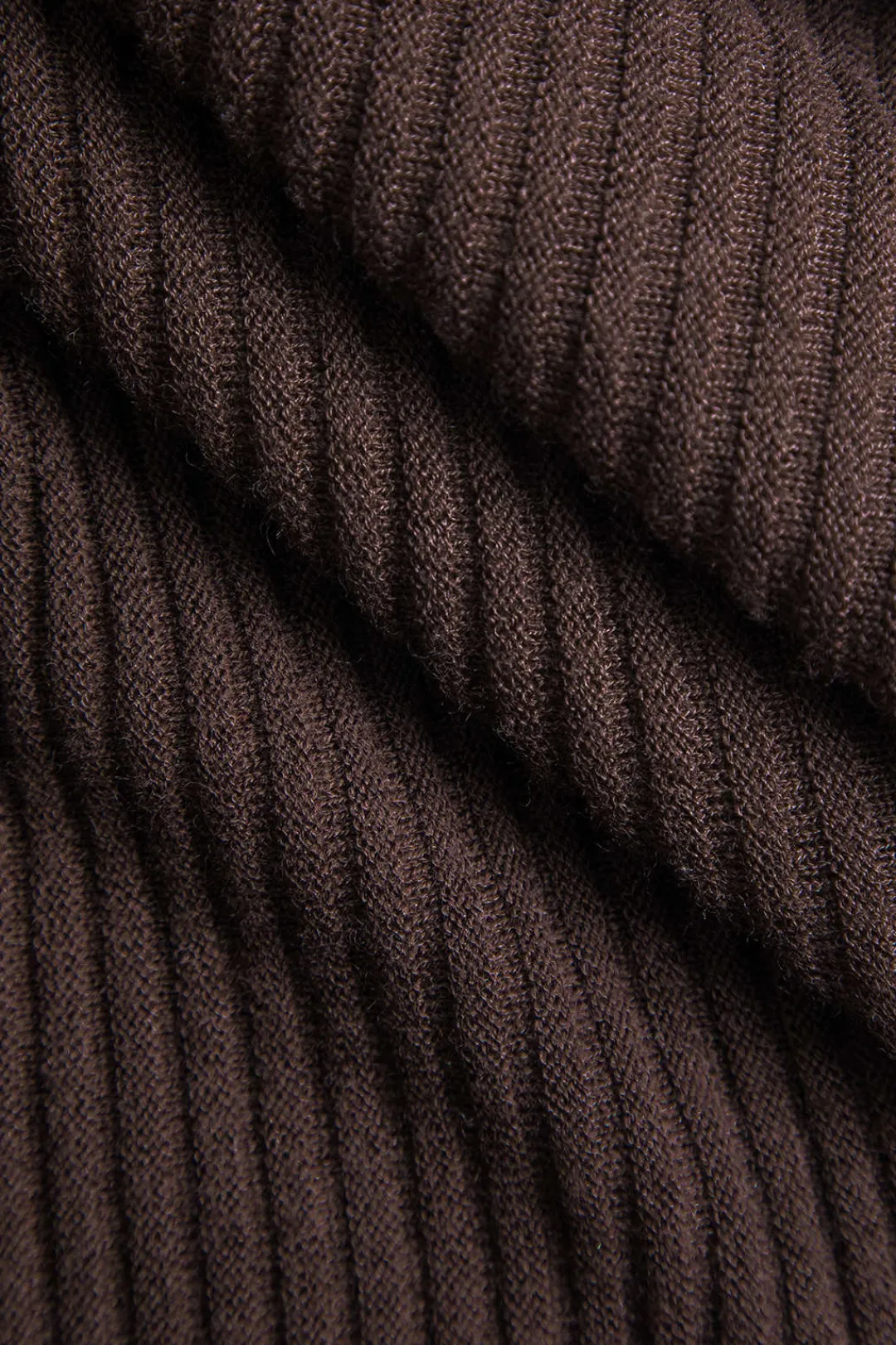 MICAS Knit Tops-Wool Contrast Knit Long-Sleeve Top BROWN