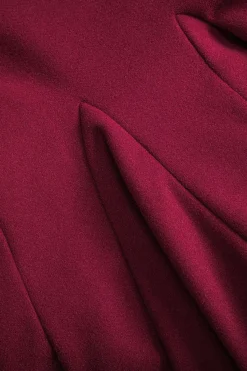 MICAS Long Sleeve Dresses|Mini Dresses-Woolen Round Neck Long Sleeve Puff Mini Dress BURGUNDY