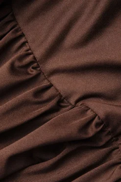 MICAS Long Sleeve Dresses|Maxi Dresses-Wrap Ruched High Neck Long Sleeve Maxi Dress