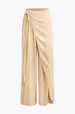 MICAS Pants-Wrap Tie Linen Pants KHAKI