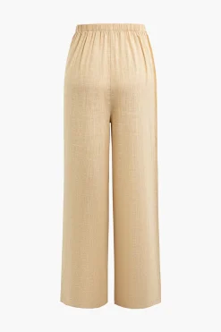MICAS Pants-Wrap Tie Linen Pants KHAKI
