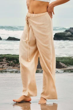 MICAS Pants-Wrap Tie Linen Pants KHAKI