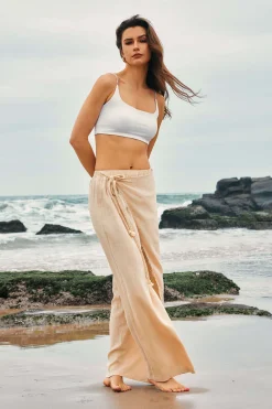 MICAS Pants-Wrap Tie Linen Pants KHAKI