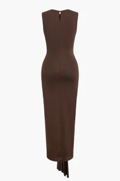 MICAS Maxi Dresses-Wrap Tie Sleeveless Maxi Dress COFFEE