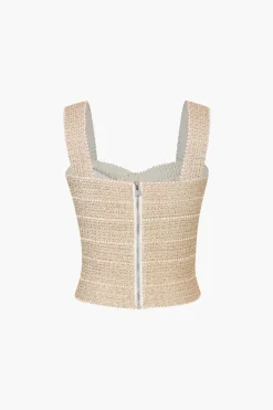 MICAS Tank Tops & Cami-Zip Back Crop Bandage Tank Top CHAMPAGNE