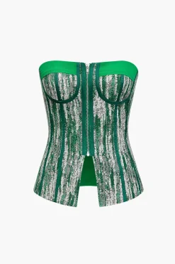 MICAS Tube Tops|Corset & Bustier Tops-Zip Front Strapless Corset Top