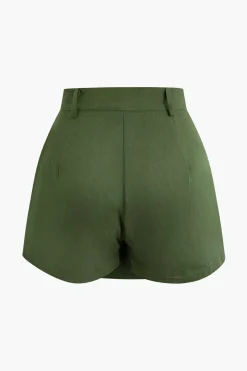 MICAS Shorts-Zipper Back Pleated Mini Skort OLIVE