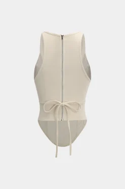 MICAS Corset & Bustier Tops|Tank Tops & Cami-Zipper Tie-Up Corset Waist Tank Top