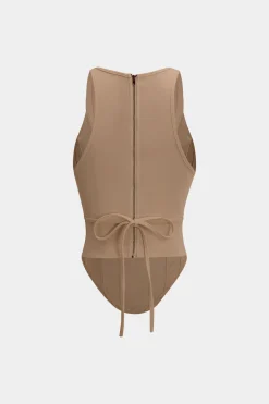 MICAS Corset & Bustier Tops|Tank Tops & Cami-Zipper Tie-Up Corset Waist Tank Top