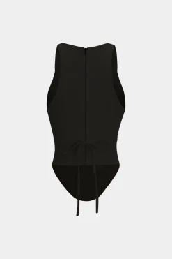 MICAS Corset & Bustier Tops|Tank Tops & Cami-Zipper Tie-Up Corset Waist Tank Top